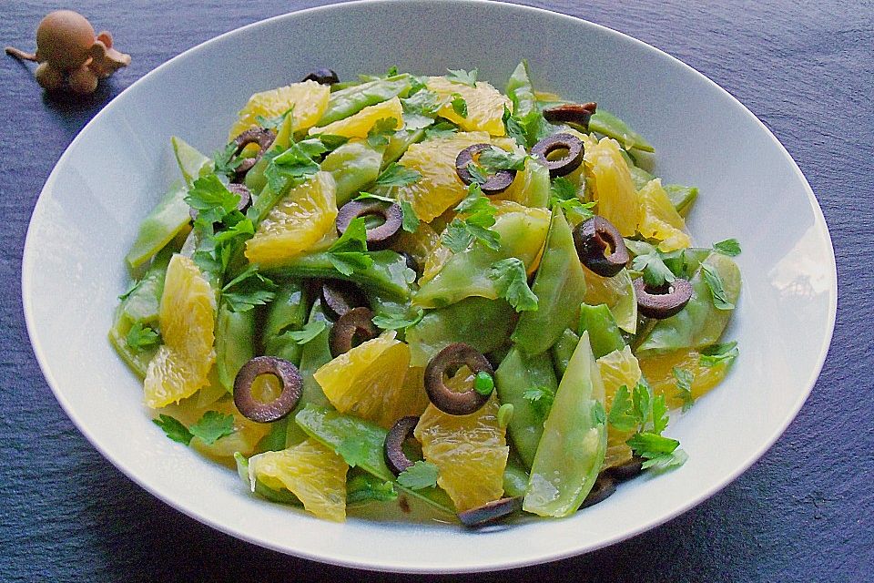 Zuckerschotensalat mit Orangen