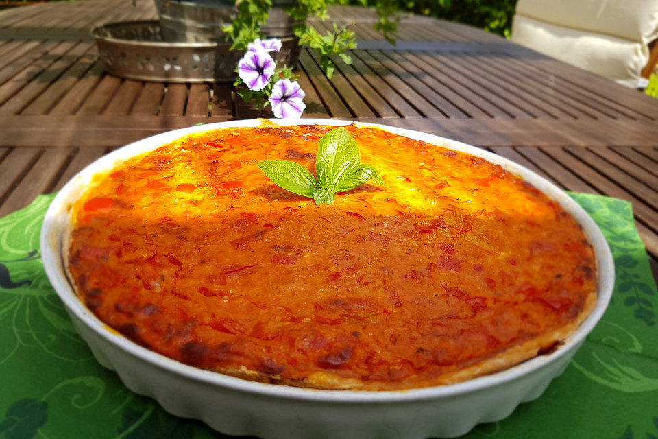 Vegetarische Paprika-Zwiebel-Quiche