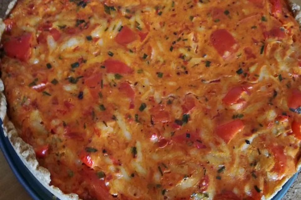 Vegetarische Paprika-Zwiebel-Quiche