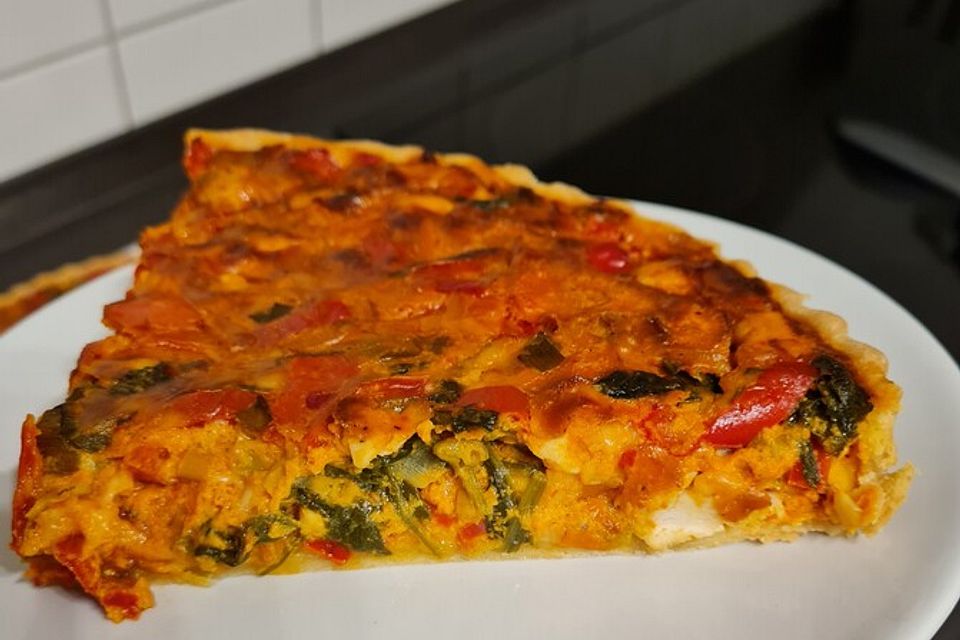 Vegetarische Paprika-Zwiebel-Quiche