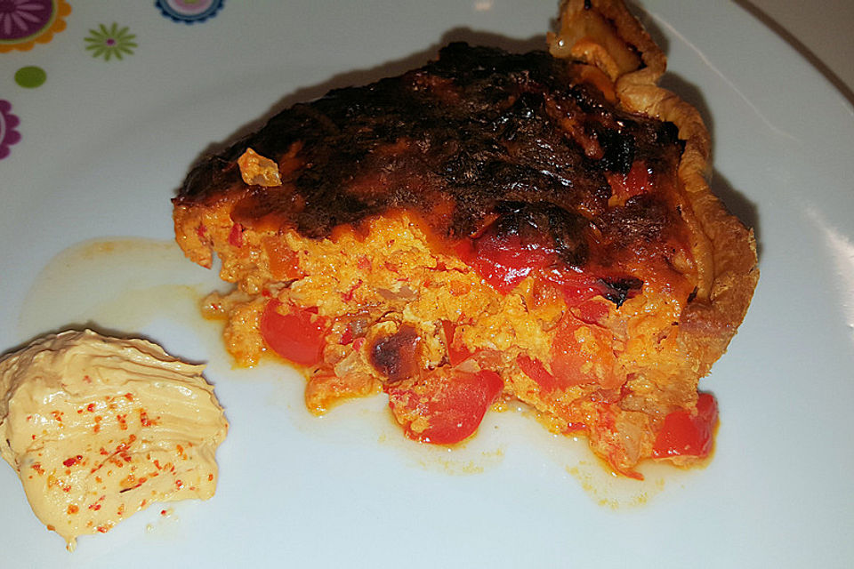 Vegetarische Paprika-Zwiebel-Quiche