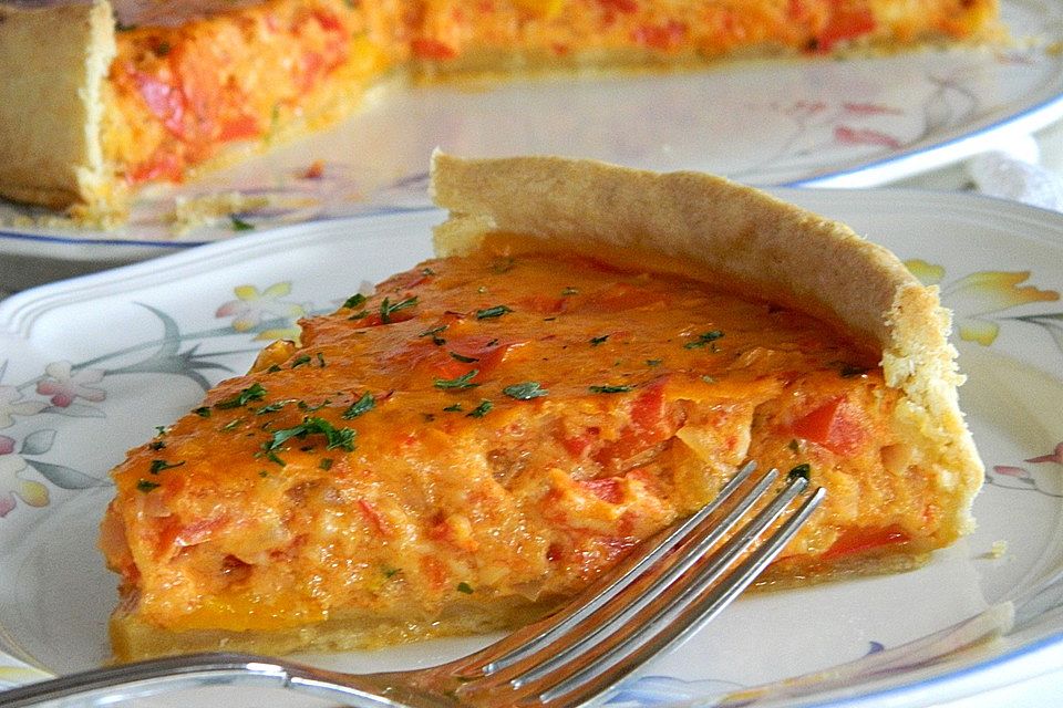 Vegetarische Paprika-Zwiebel-Quiche