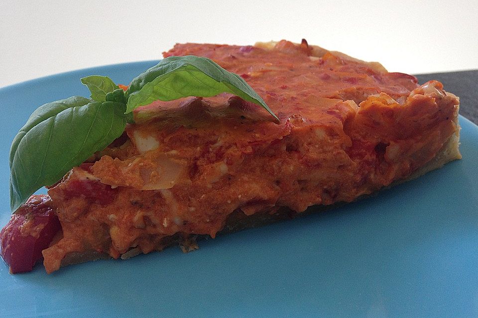 Vegetarische Paprika-Zwiebel-Quiche