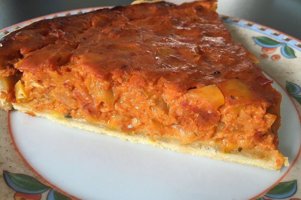 Vegetarische Paprika-Zwiebel-Quiche