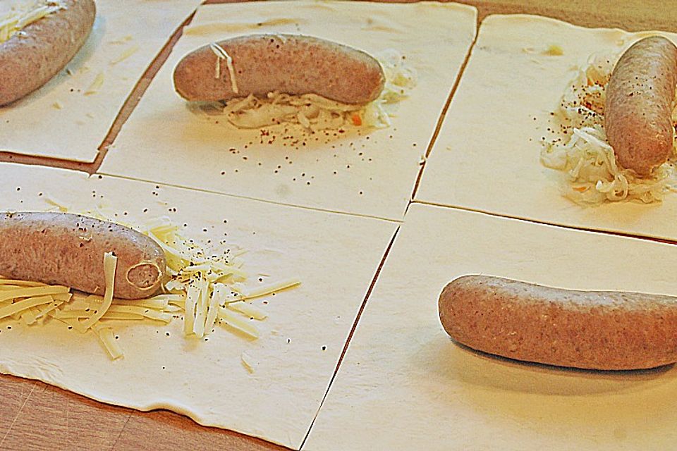 Bratwurst in Blätterteig