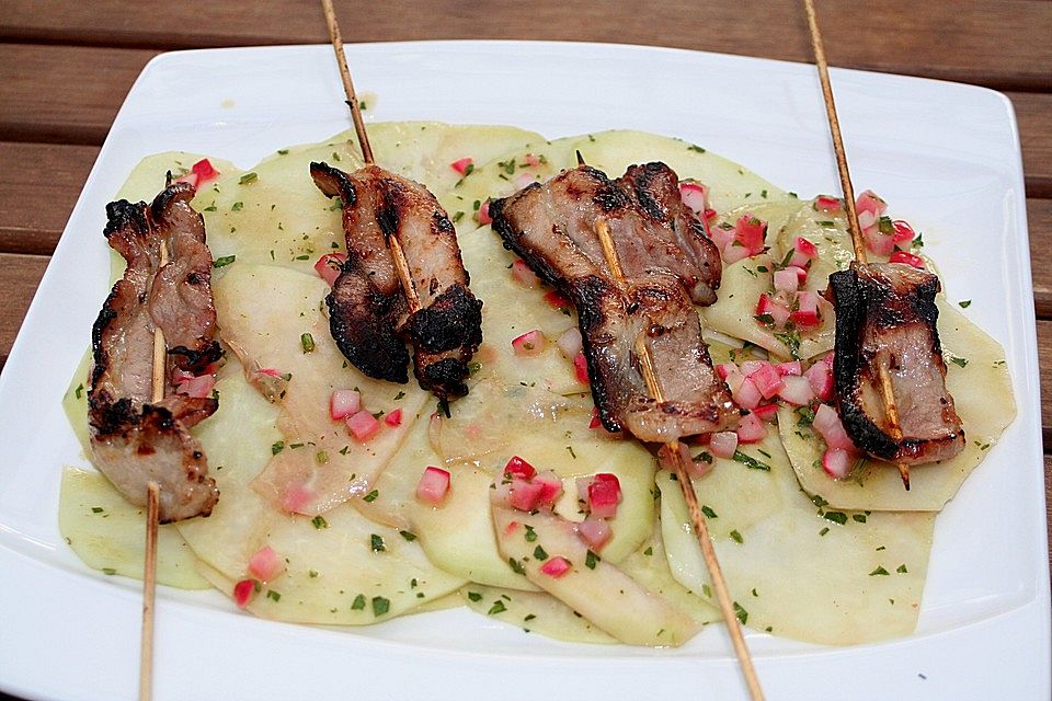 Odenwaldspeck auf Kohlrabi-Carpaccio