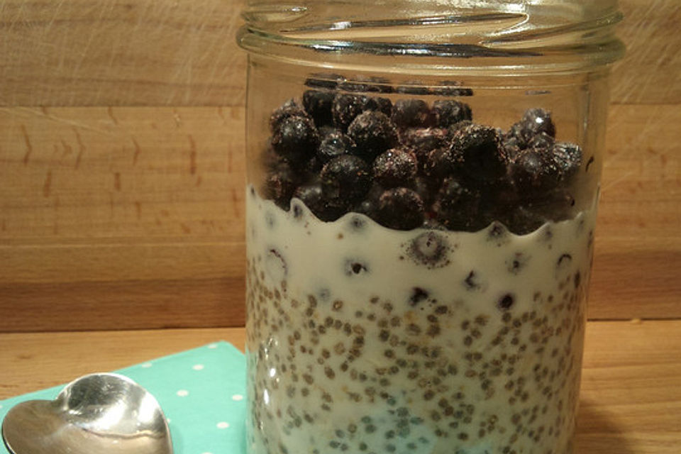 Chiapudding mit Heidelbeeren