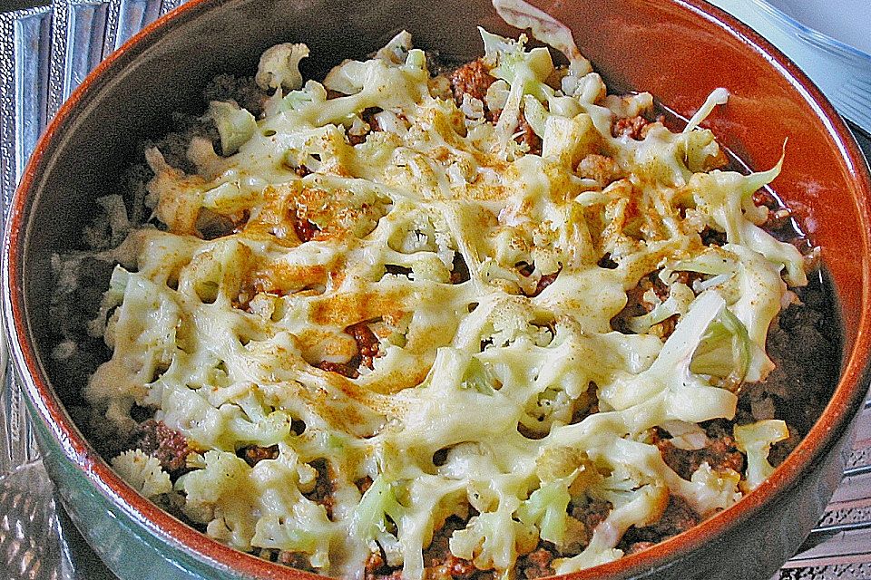 Blumenkohl-Hackfleisch-Gratin