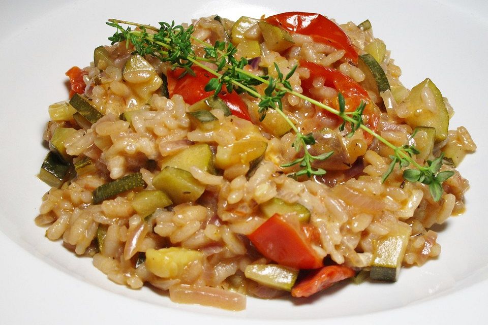 Rotwein-Zucchini-Risotto