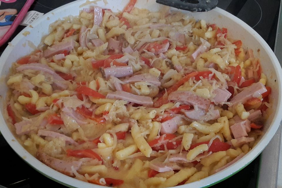 Leberkäse-Sauerkrautpfanne