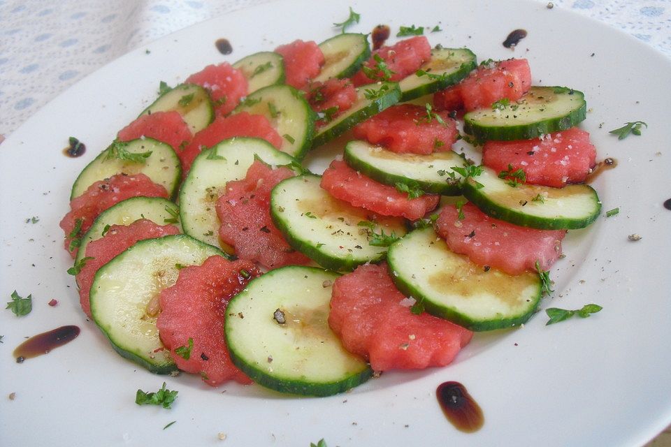 Gurke-Wassermelone-Carpaccio