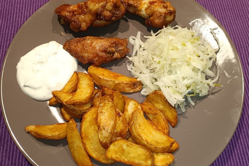 Kartoffelwedges mit Paprika-Quarkcreme