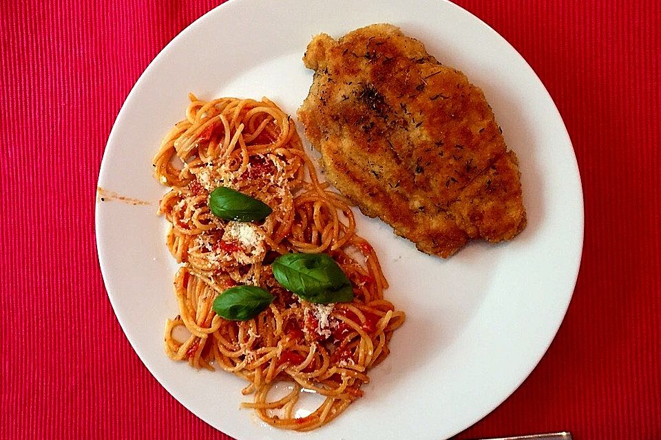 Super Spaghetti mit Hühnchenschnitzel