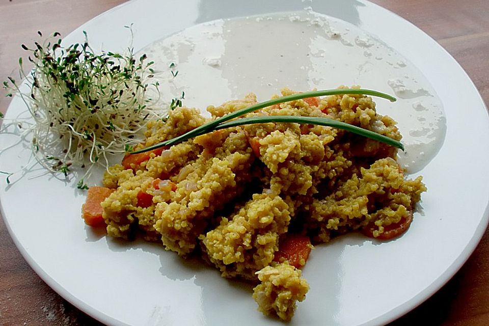 Hirsepfanne mit Joghurtsoße