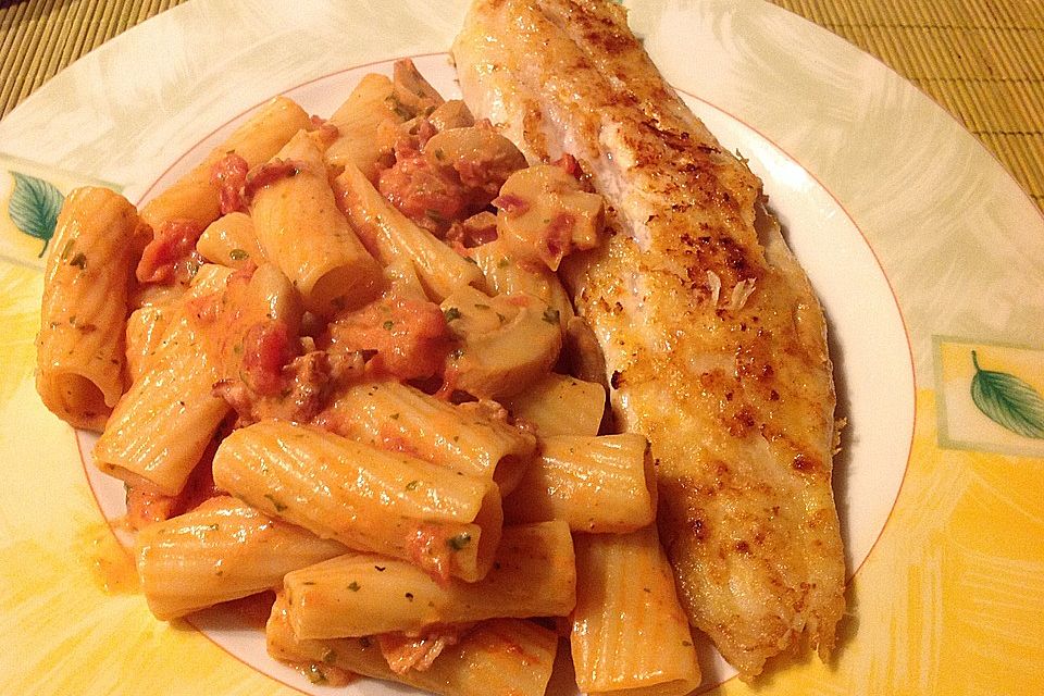 Rigatoni mit Bratfisch