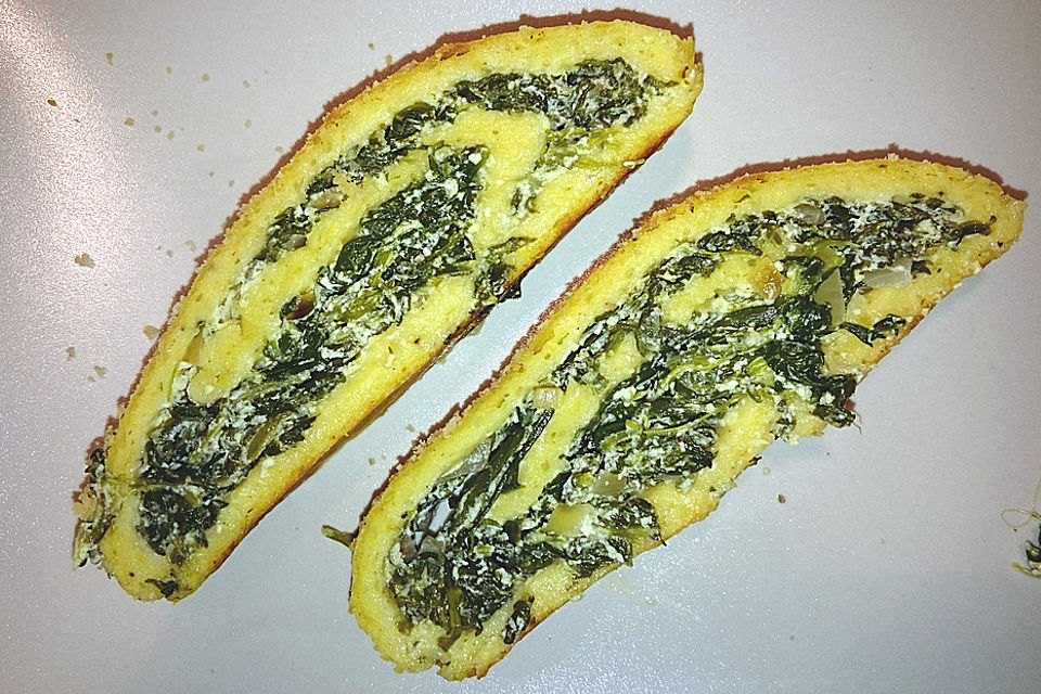 Kartoffelrolle mit Spinatfüllung