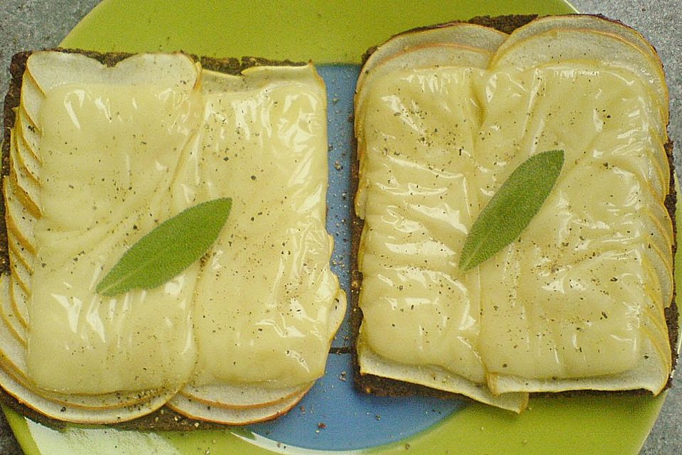 Apfel - Käse Toast, überbacken