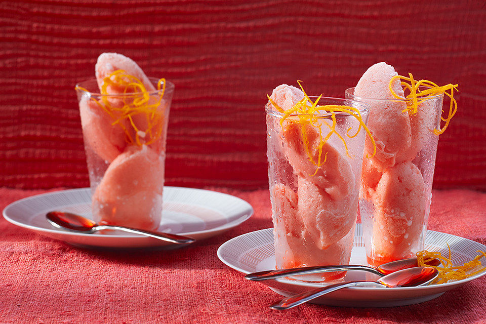 Orangen-Campari-Sorbet