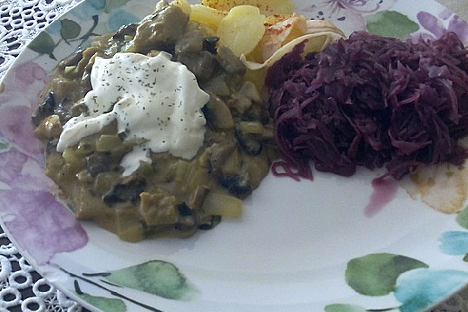 Bratkartoffeln mit Pilzragout