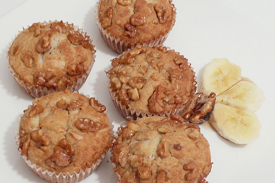 Bananenmuffins mit Walnuss - Topping