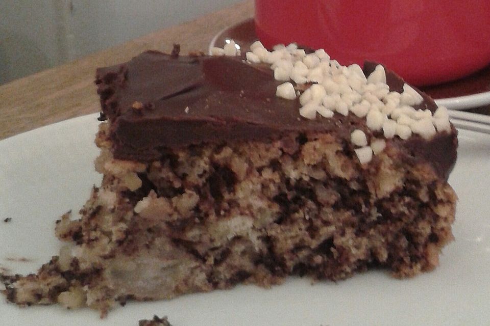 Schoko-Bananenkuchen mit Nusstopping