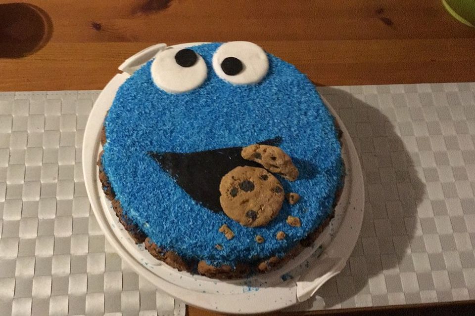 Große blaue Krümelmonster-Torte