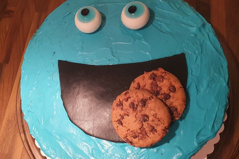 Große blaue Krümelmonster-Torte