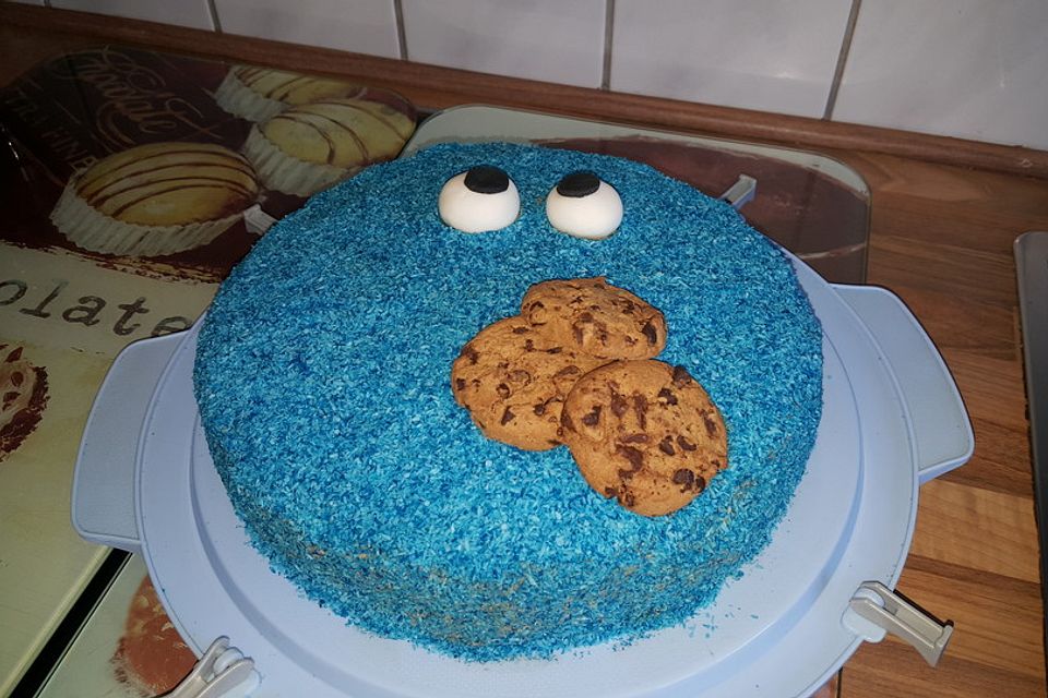 Große blaue Krümelmonster-Torte