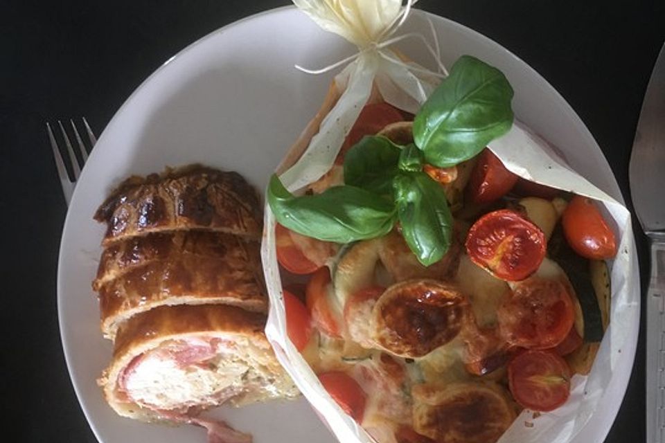 Gemüsepäckchen mit Mozzarella