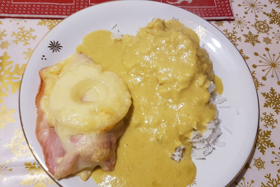 Hähnchen Hawaii mit Currysoße