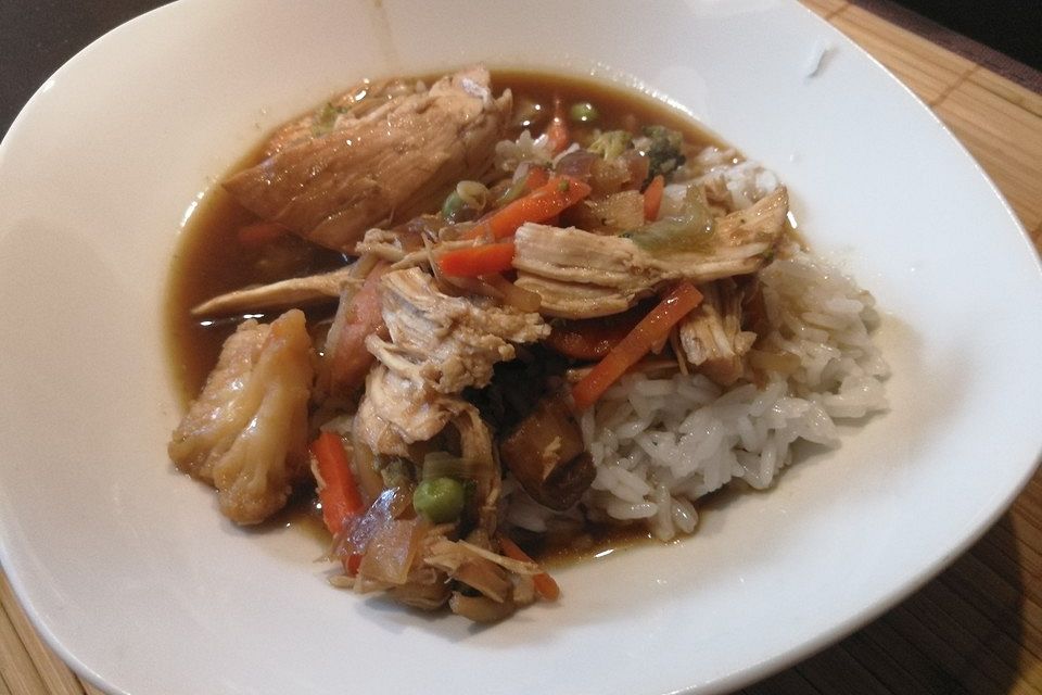 Hähnchen Teriyaki auf Reis