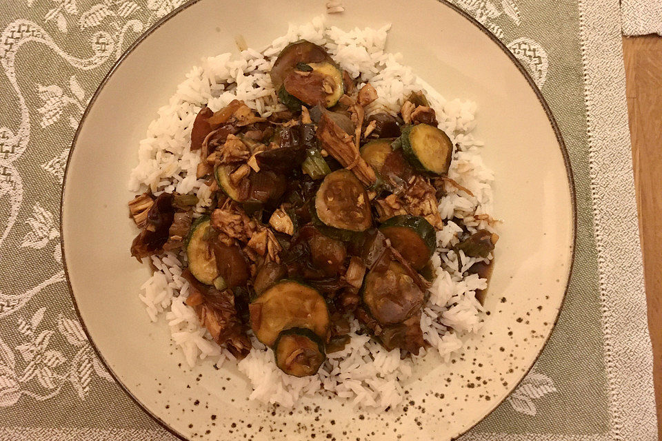 Hähnchen Teriyaki auf Reis