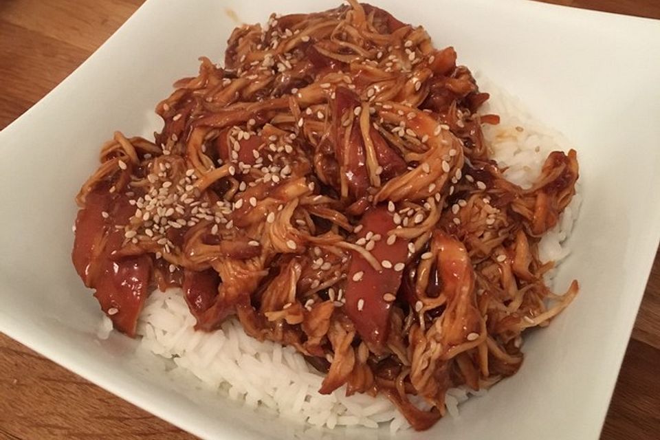 Hähnchen Teriyaki auf Reis