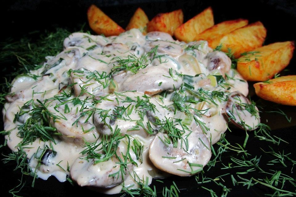 Champignonpfanne mit Frischkäse