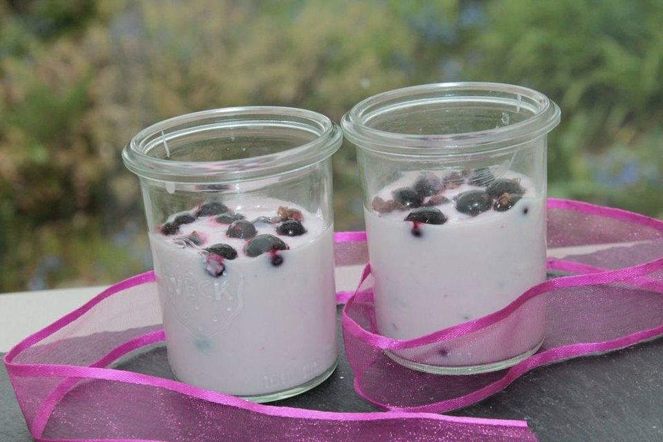 Cassis-Dickmilch-Joghurt-Dessert