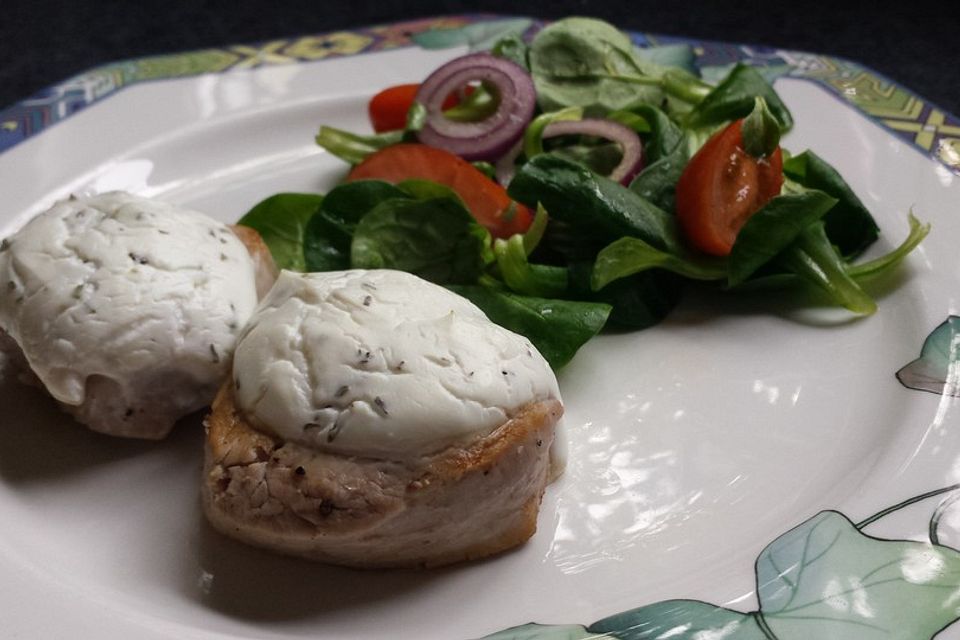 Gratiniertes Schweinefilet mit Feldsalat