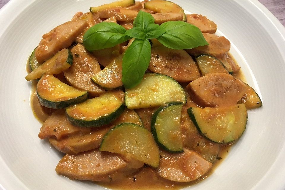 Zucchini mit Wurst