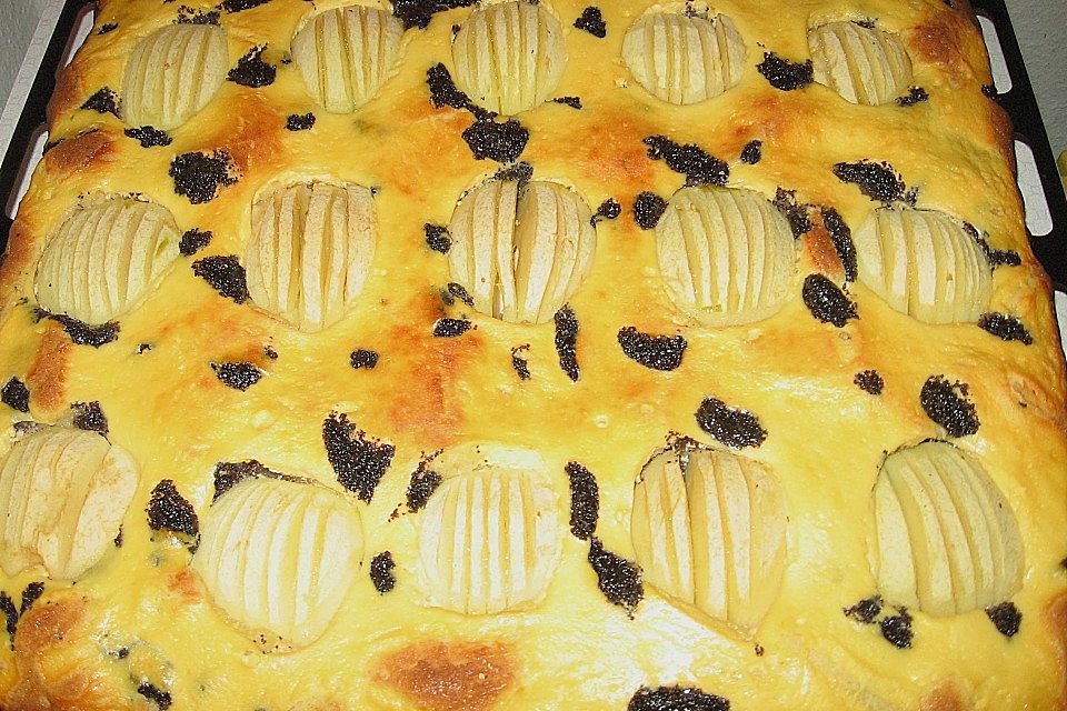 Apfel - Mohn - Marzipan Blechkuchen