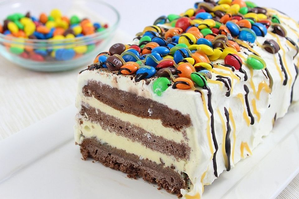 M&M Ice Cream Cake