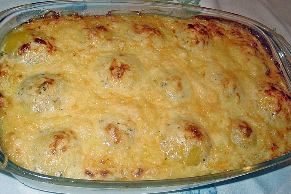 Pfirsich - Gratin mit Schweinefilet