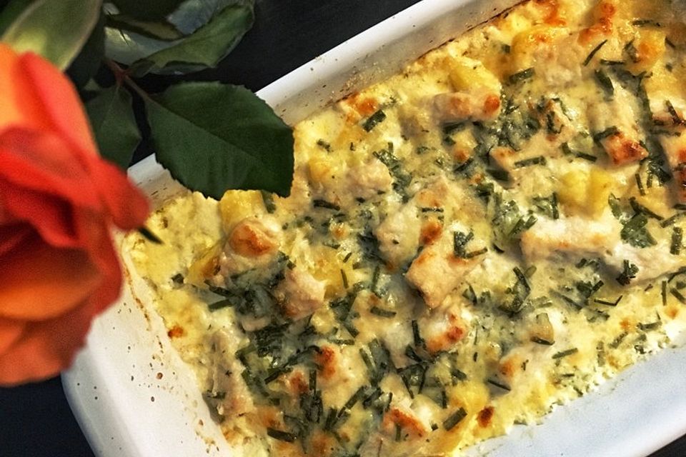 Kartoffel-Lachs-Gratin