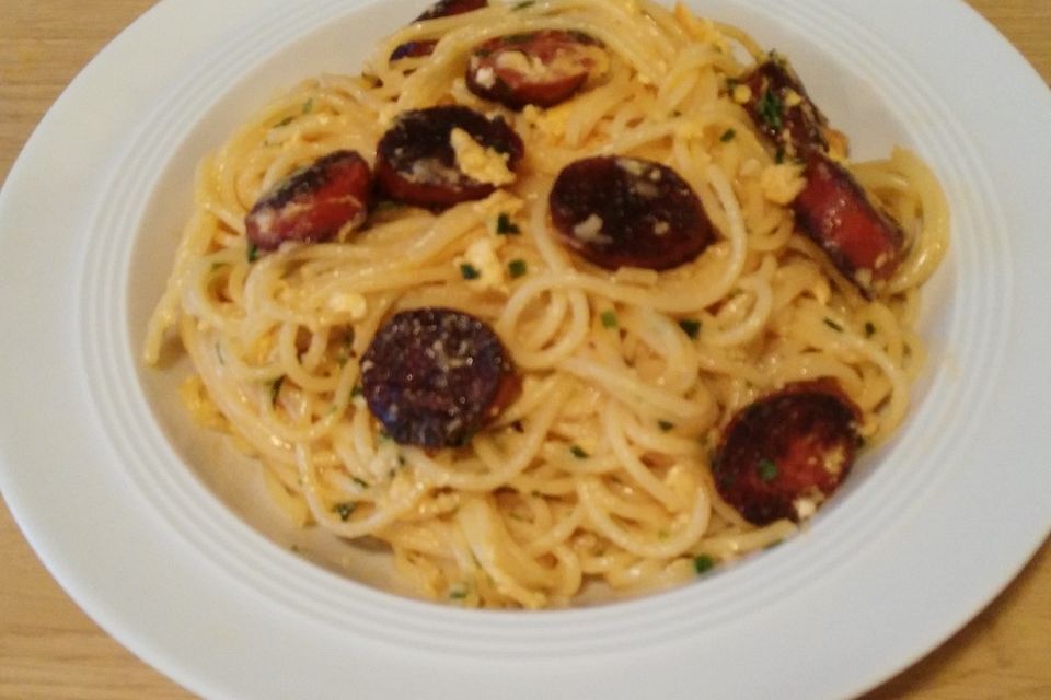 Spaghetti mit Chorizo-Carbonara