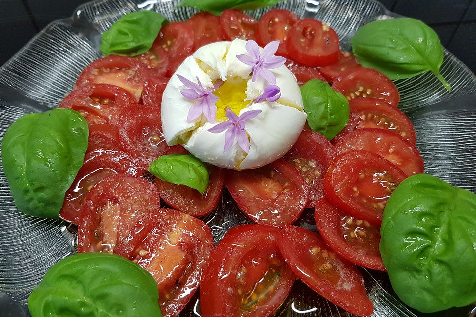 Burrata auf Tomatencarpaccio