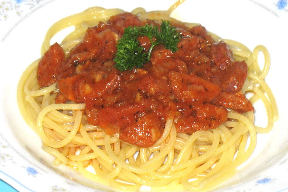 Linguine in Chorizo-Sauce