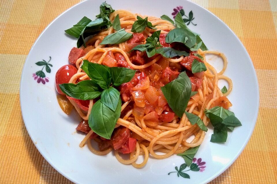 Linguine in Chorizo-Sauce