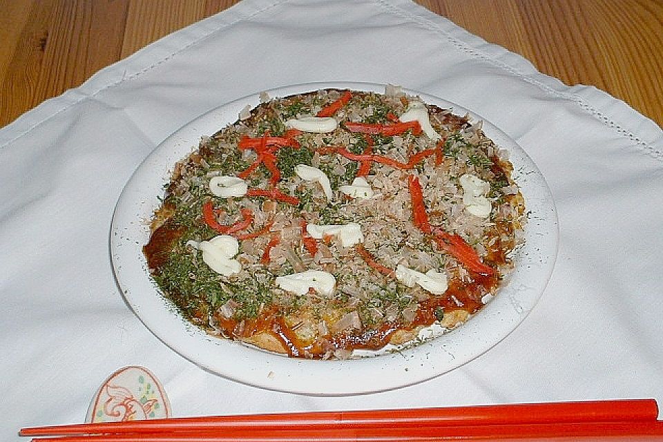 Japanische Pizza bzw. Gemüsepfannkuchen