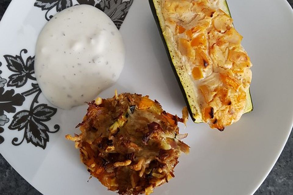 Gefüllte Zucchini mit Frischkäse