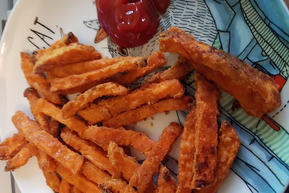 Gebackene Süßkartoffel-Pommes-Frites