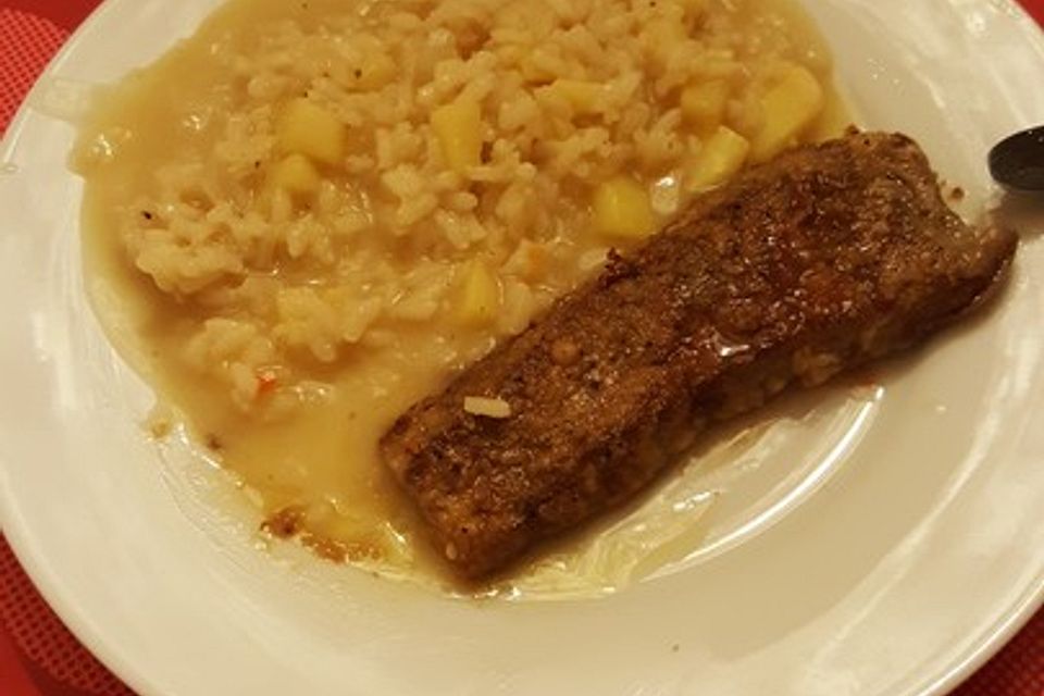 Apfelrisotto an Kalbsleber