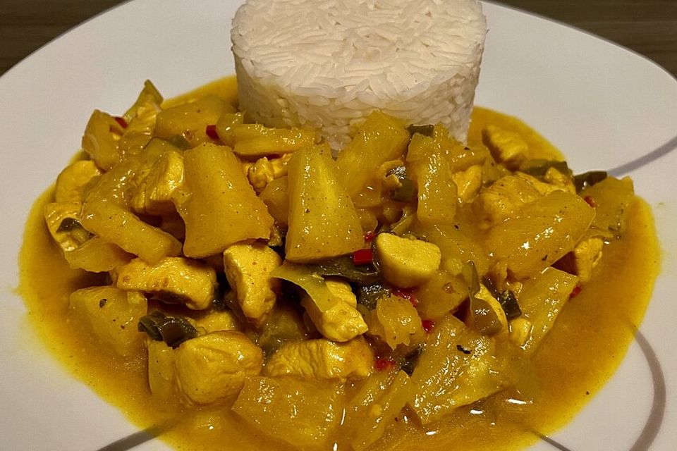 Ananascurry mit Hähnchen